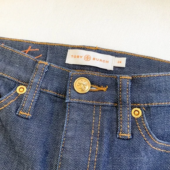 NWOT Tory Burch Mid-rise Cropped Bootcut Jeans Size 24 - Picture 4 of 7